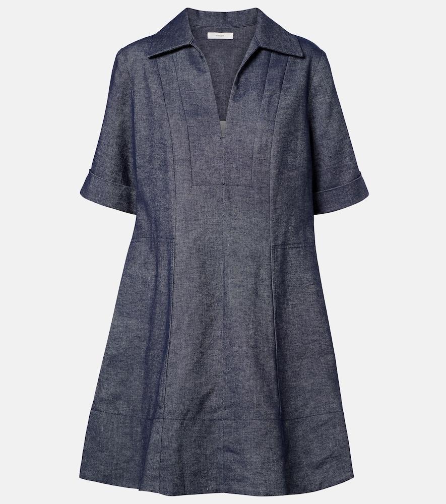 vince cotton and linen chambray minidress