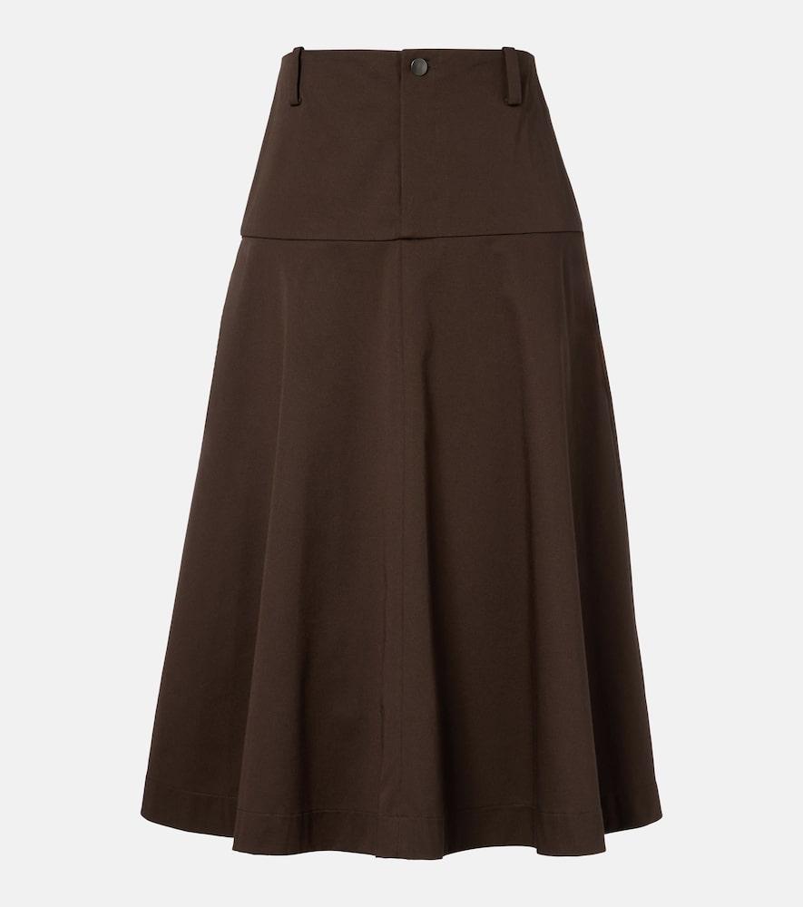 vince cotton twill midi skirt