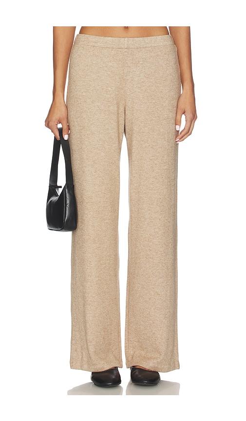 vince cozy wide leg pant in beige.