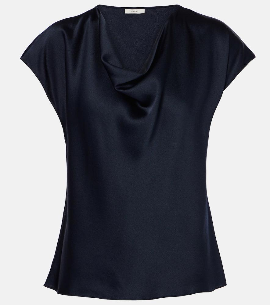 vince draped silk satin top