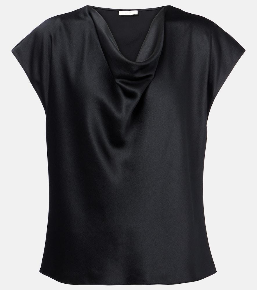 vince draped silk satin top