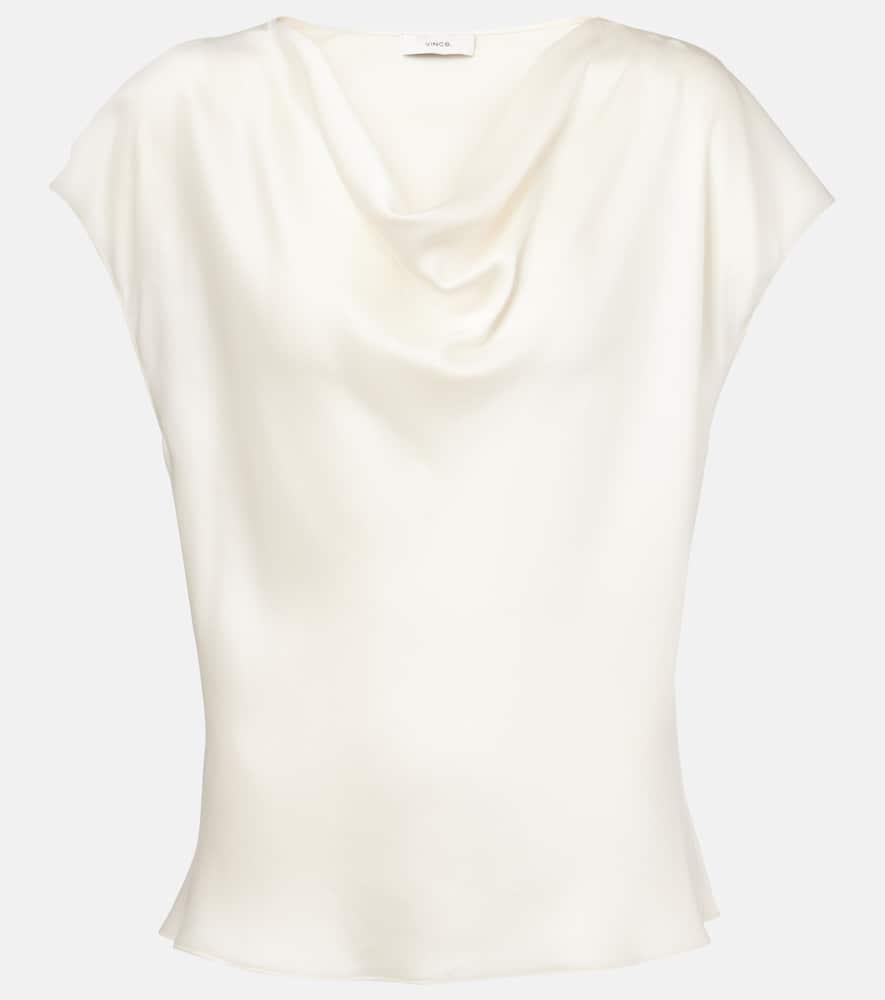 vince draped silk satin top