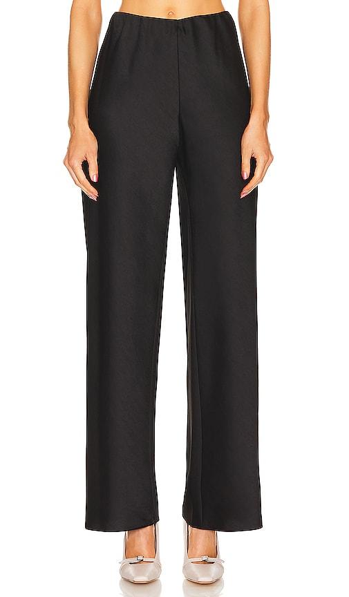 vince fluid bias pant in black.