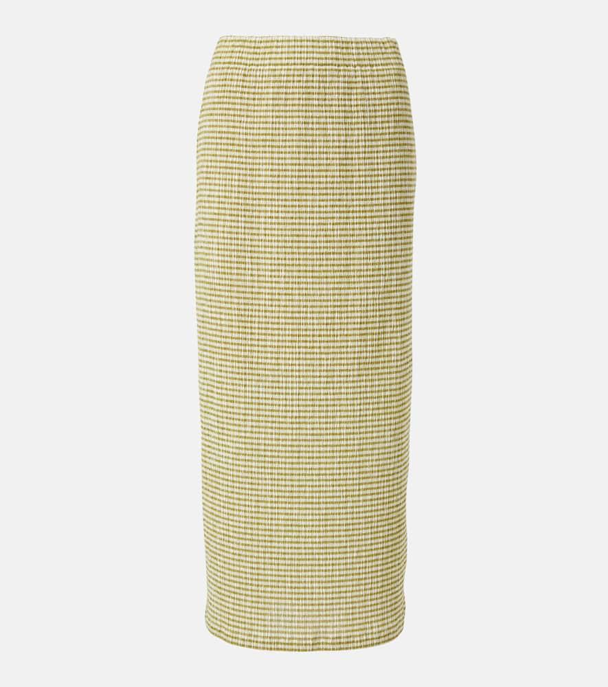 vince gingham midi skirt