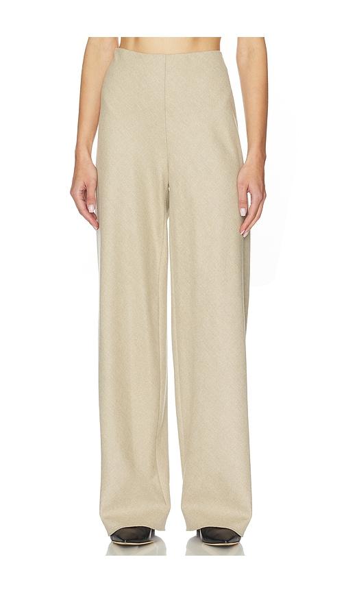 vince high waist wool blend bias pant in cream.