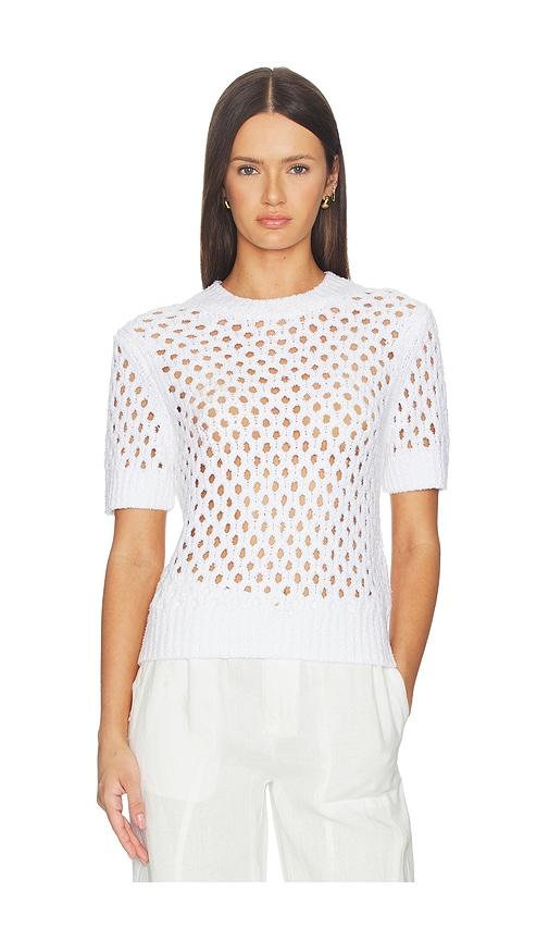 vince honeycomb boxy tee in white.