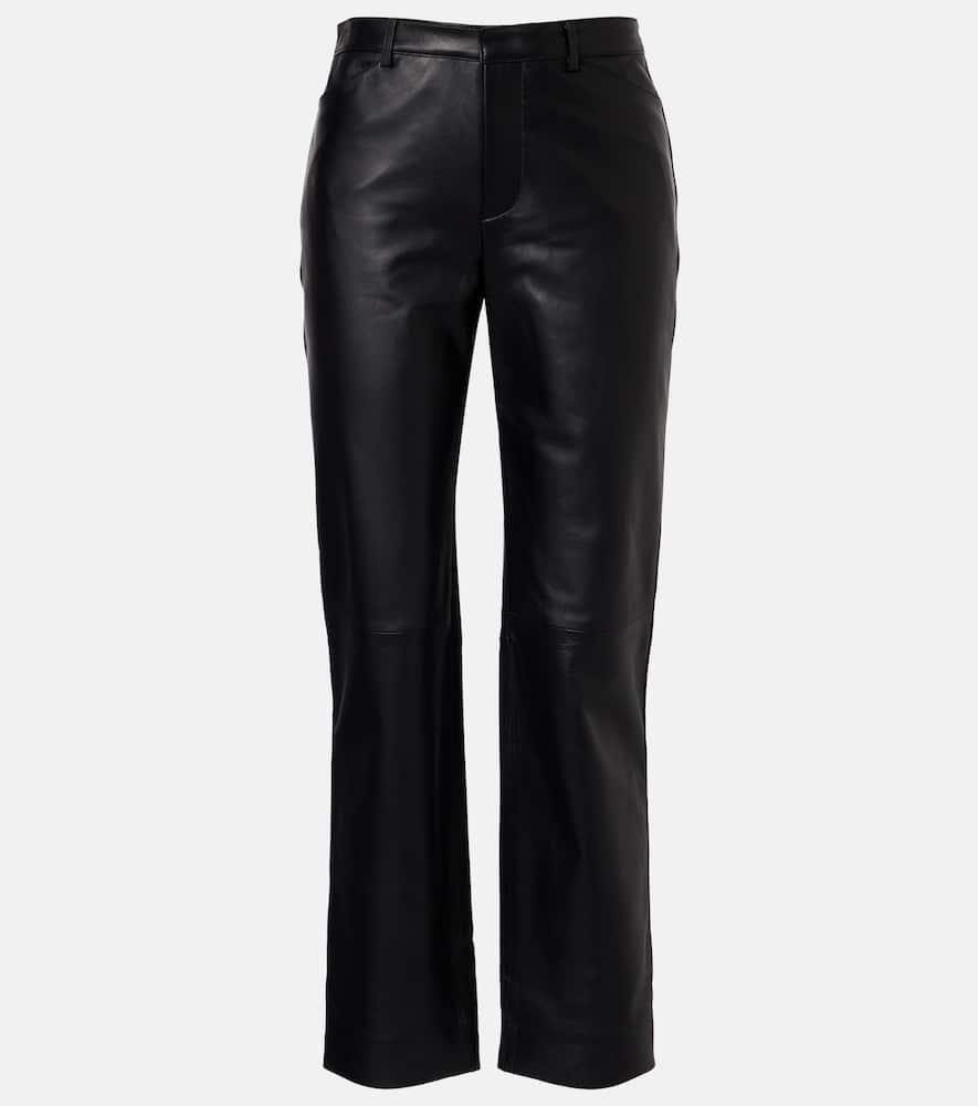 vince leather cropped straight pants