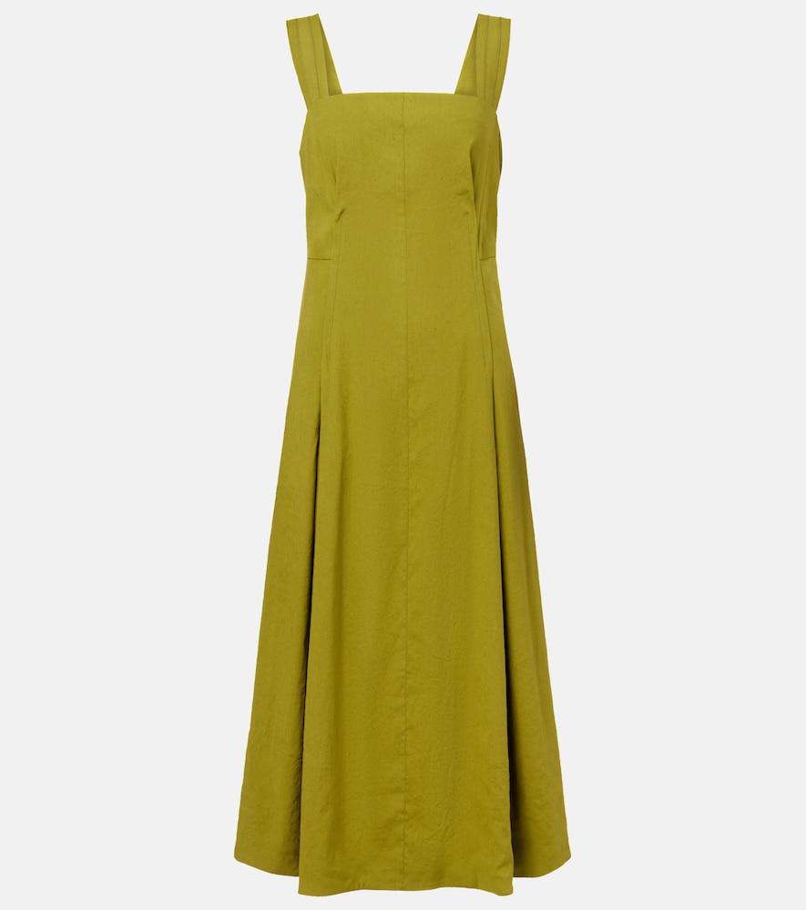 vince linen-blend midi dress