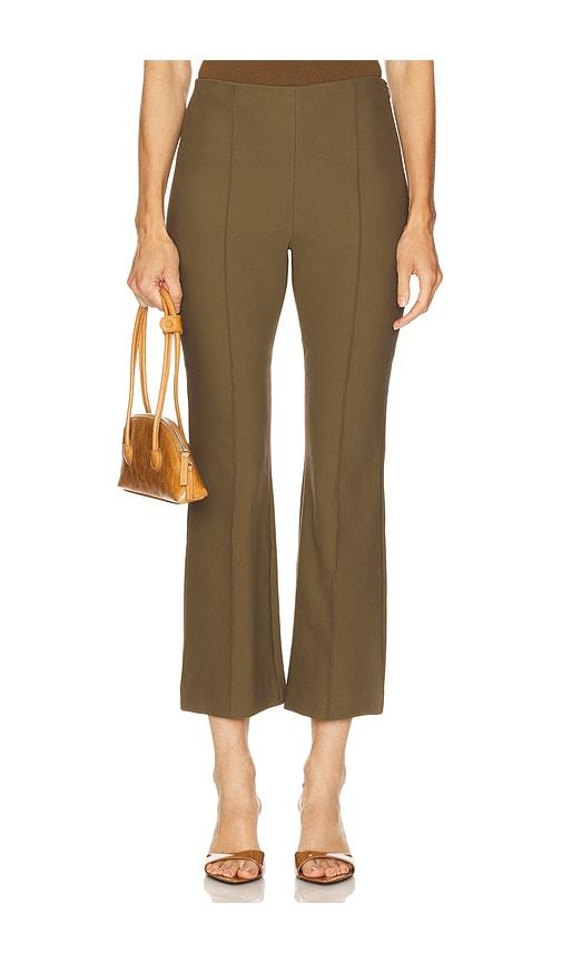 vince pintuck crop flare pant in sage.