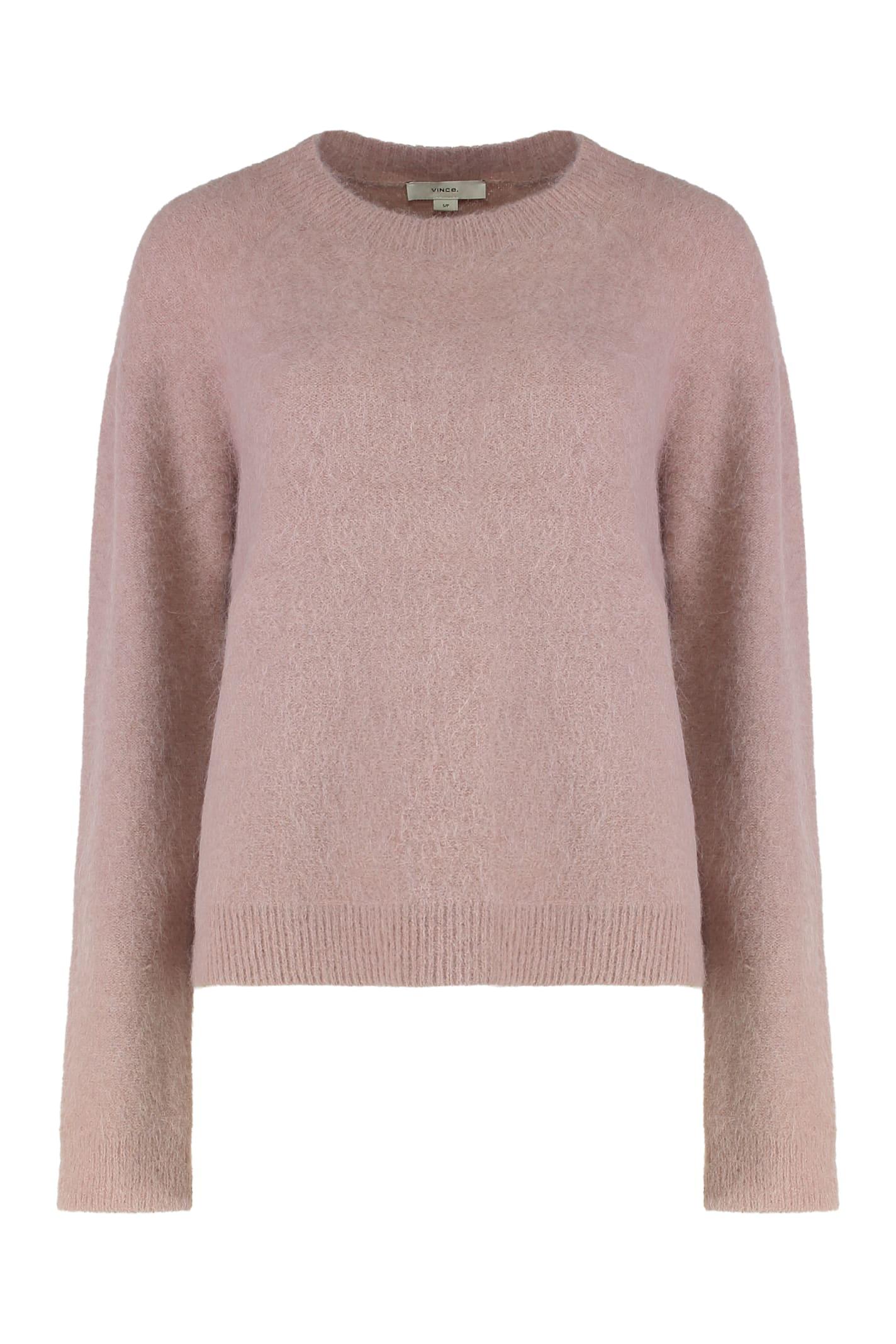 vince round neck sweater in brushed alpaca blend