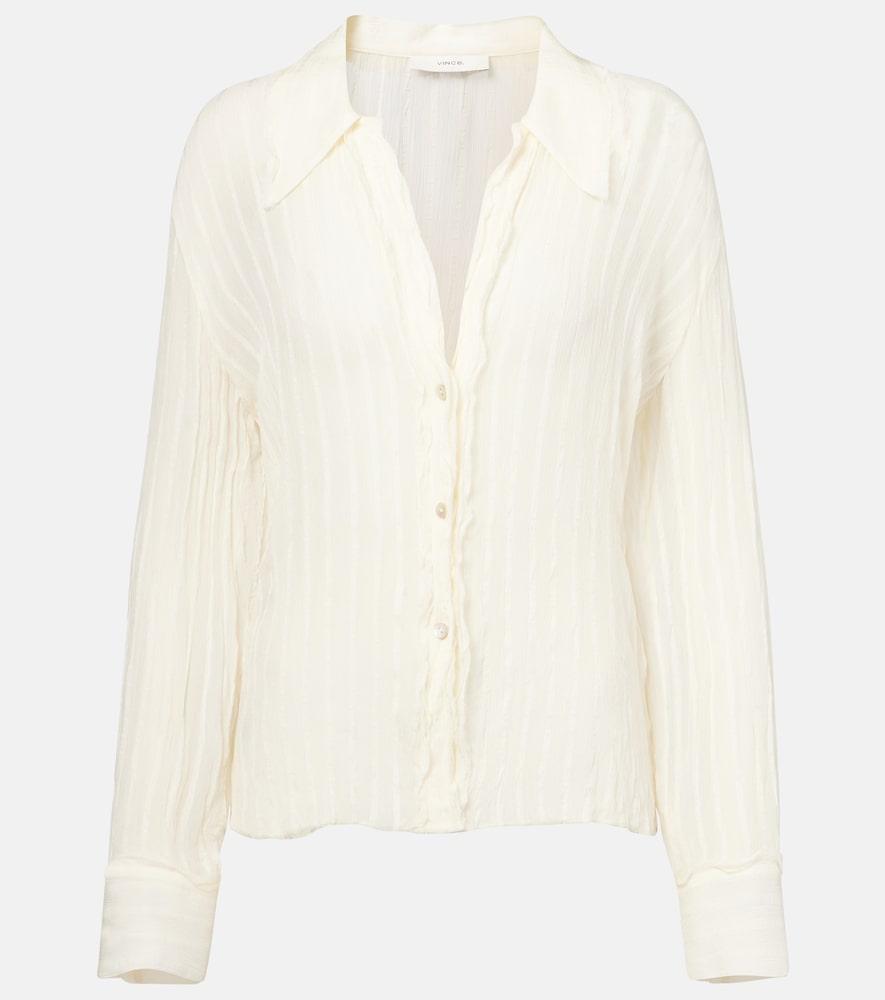 vince ruffled striped semi