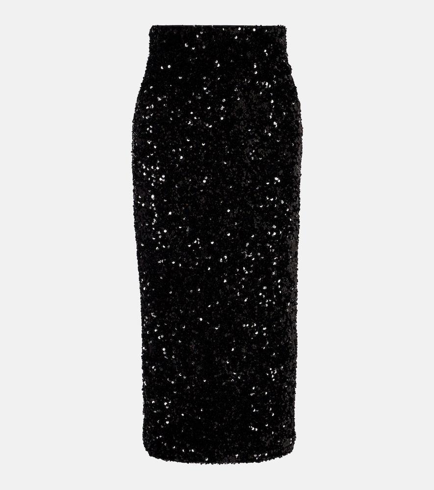 vince sequined velvet midi skirt