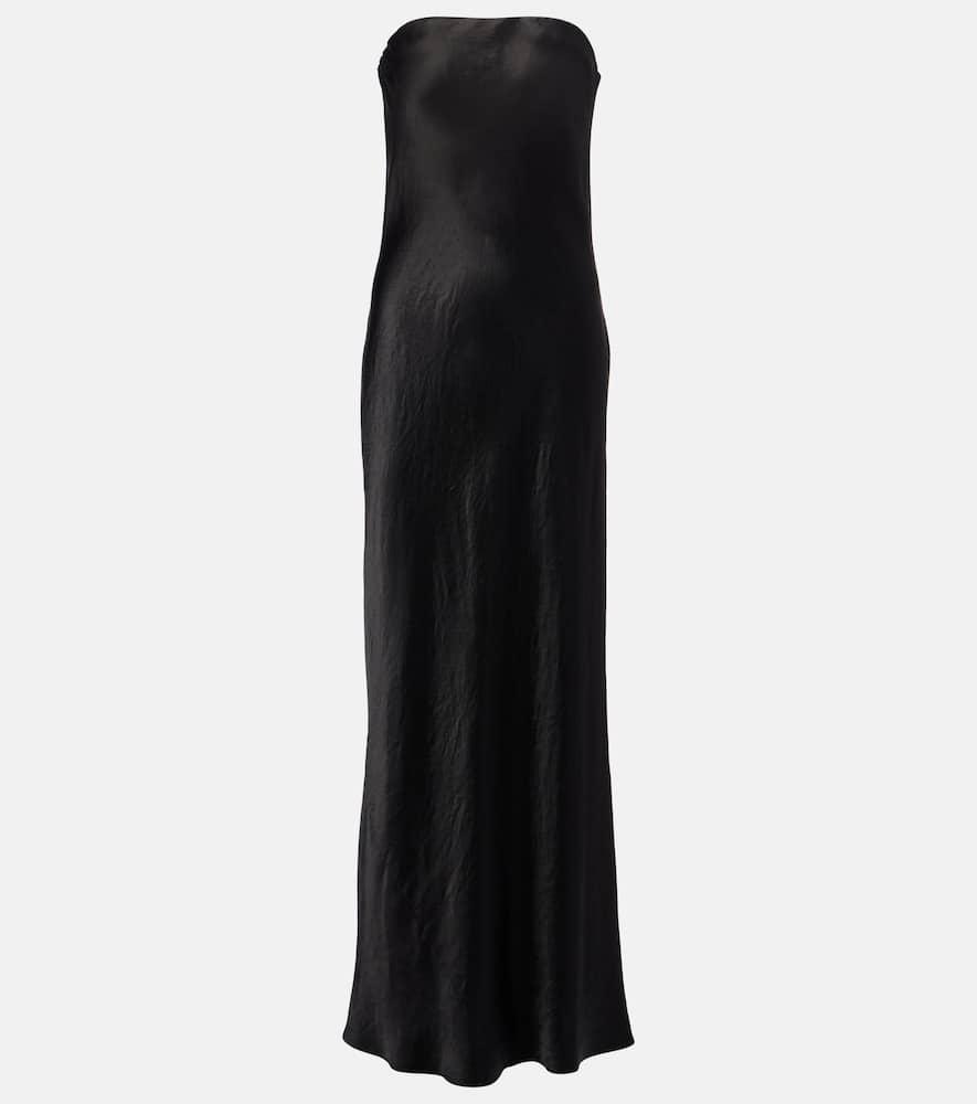 vince strapless satin maxi dress
