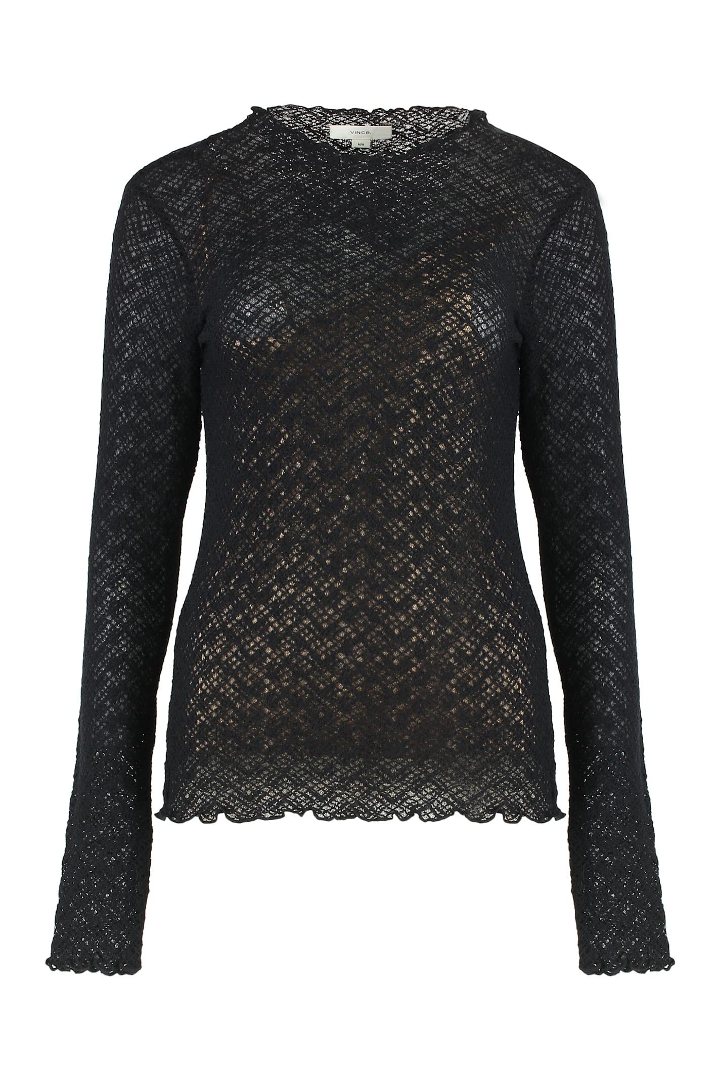 vince top long-sleeved diamond in lace