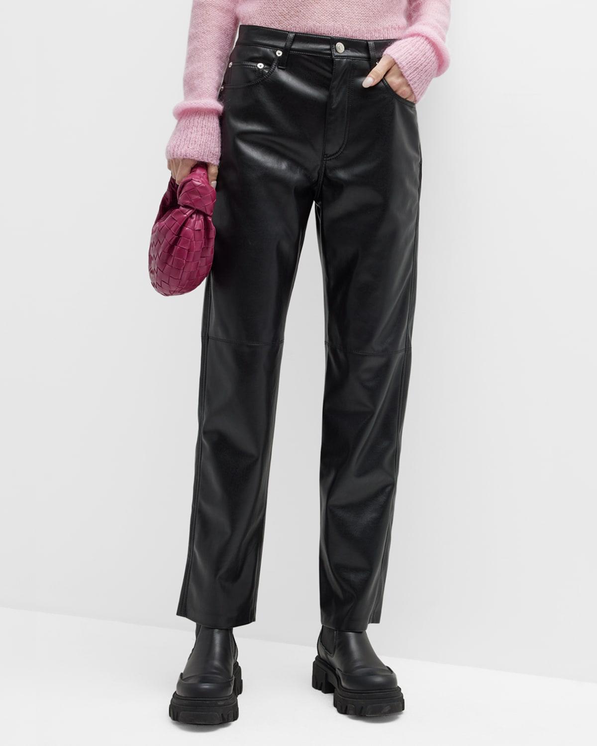 vinni mid-rise straight leather ankle pants
