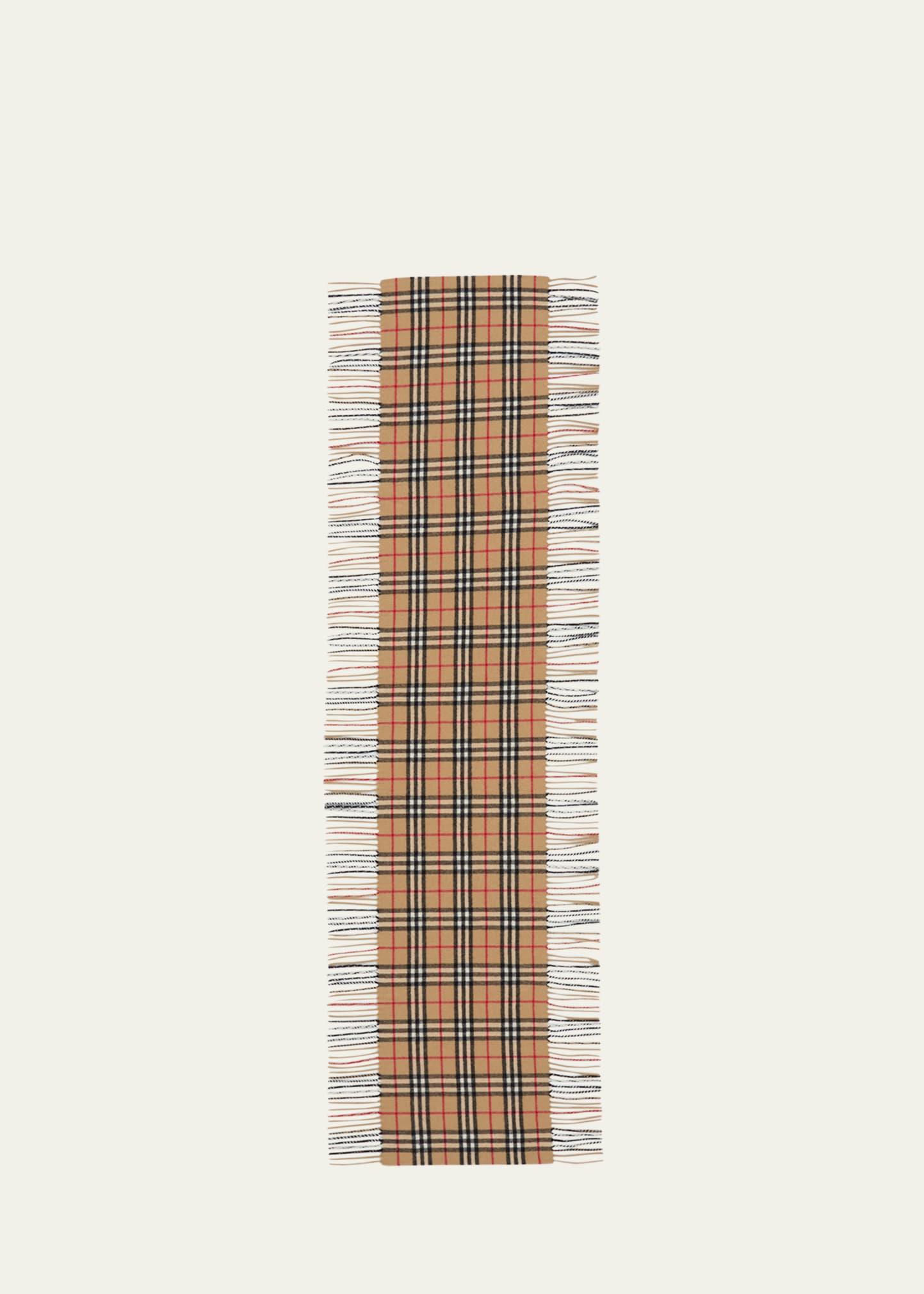 vintage check fringe cashmere scarf
