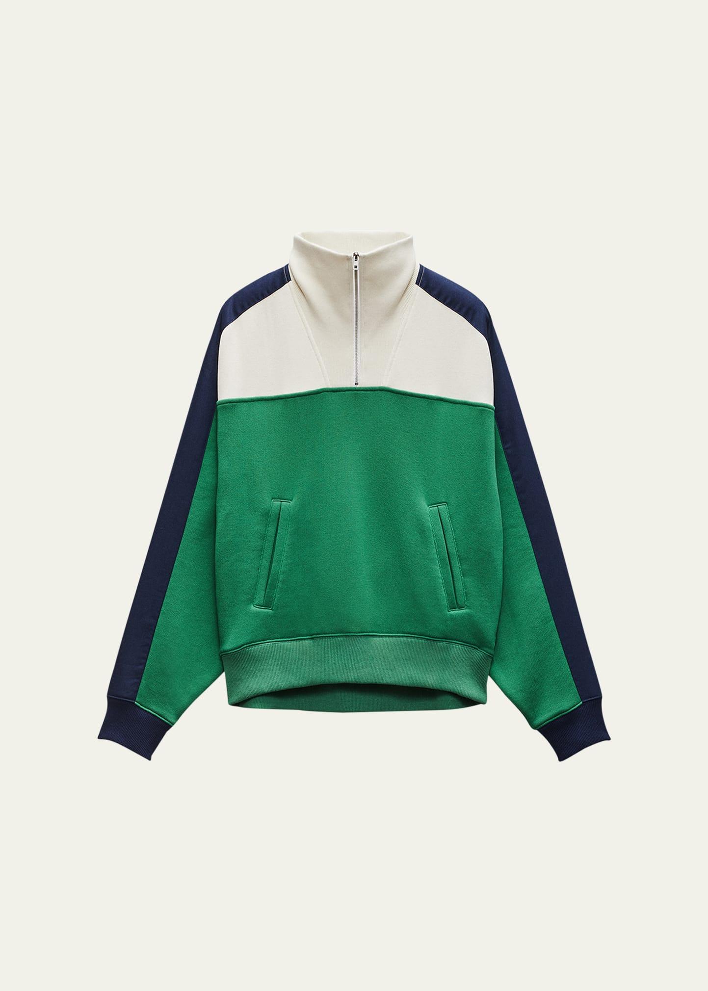 vintage color block half-zip jacket