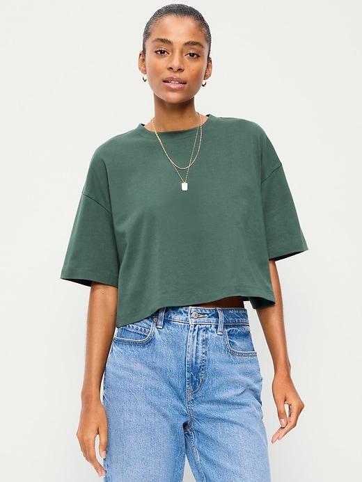 vintage crew-neck oversized crop t-shirt