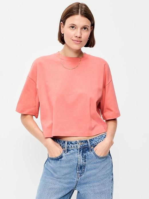 vintage crew-neck oversized crop t-shirt
