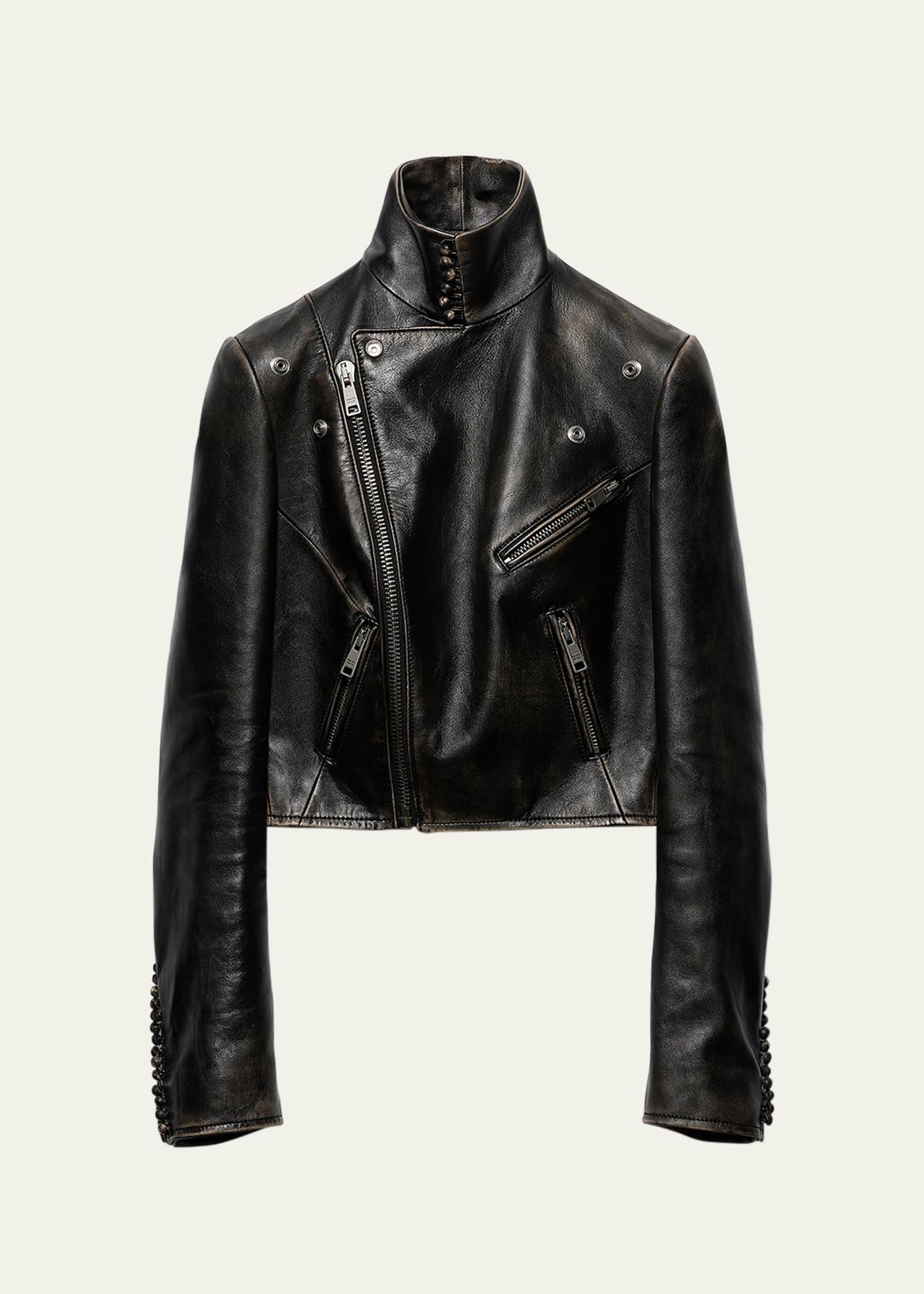 vintage leather biker jacket