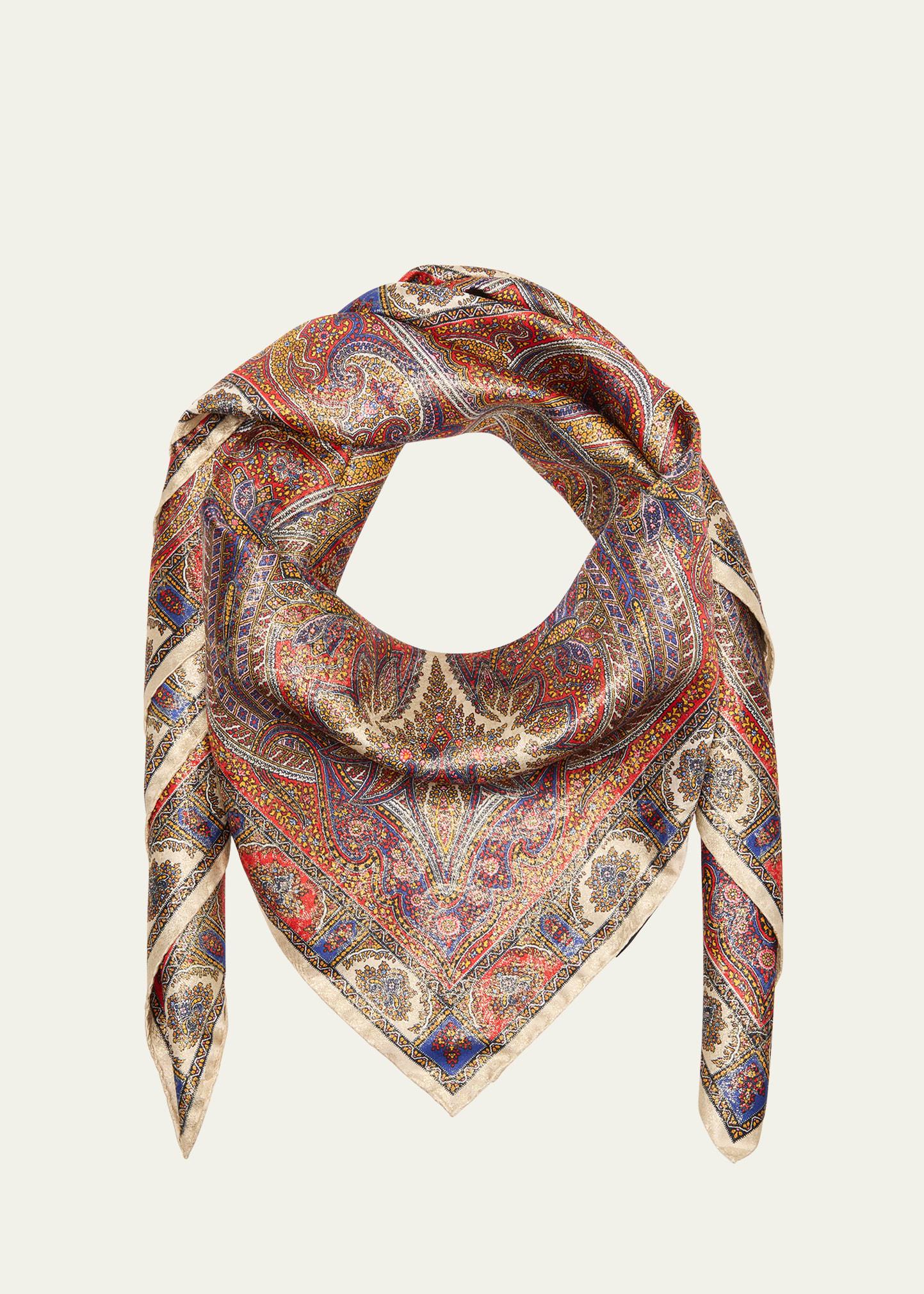 vintage paisley silk-blend square scarf