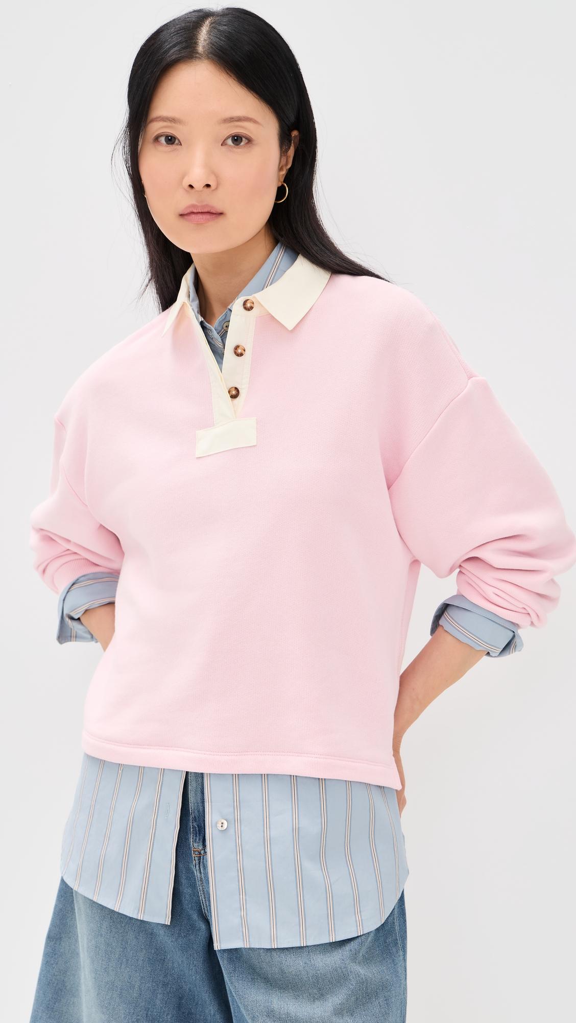 vintage terry oversized polo sweatshirt