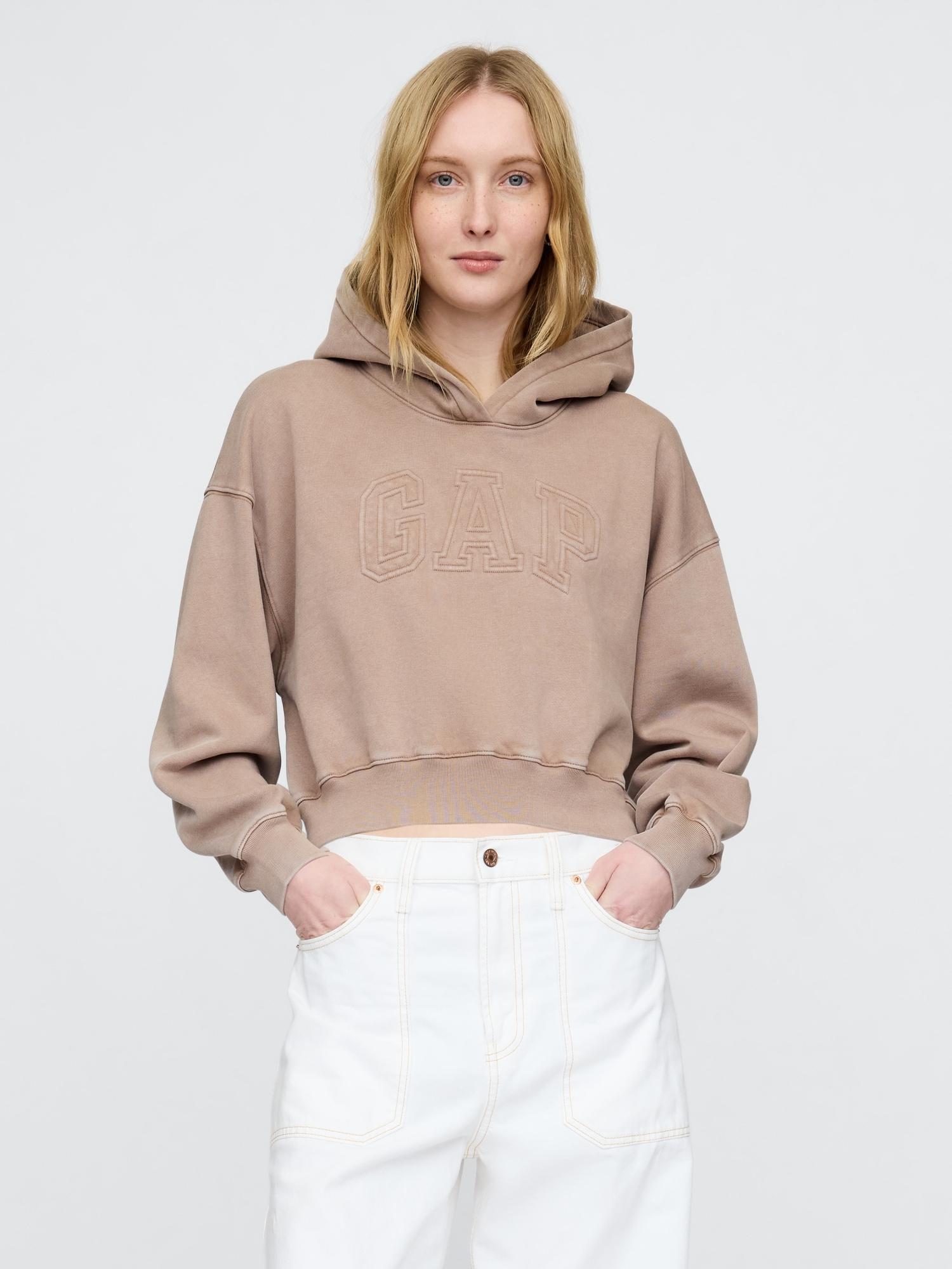 vintagesoft crop logo hoodie