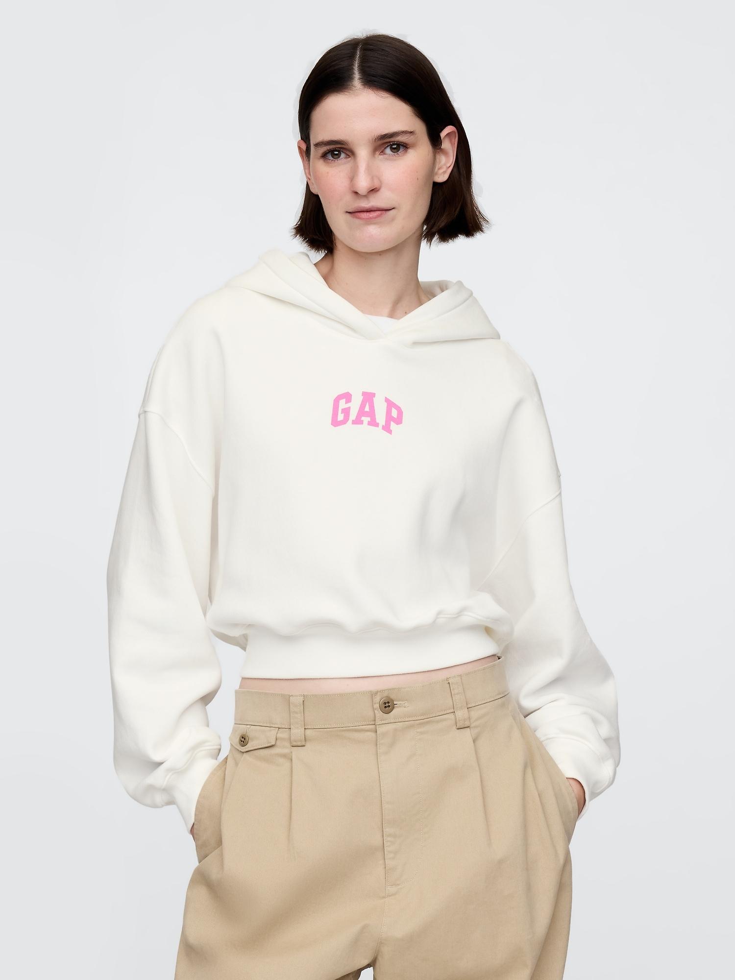 vintagesoft crop logo hoodie