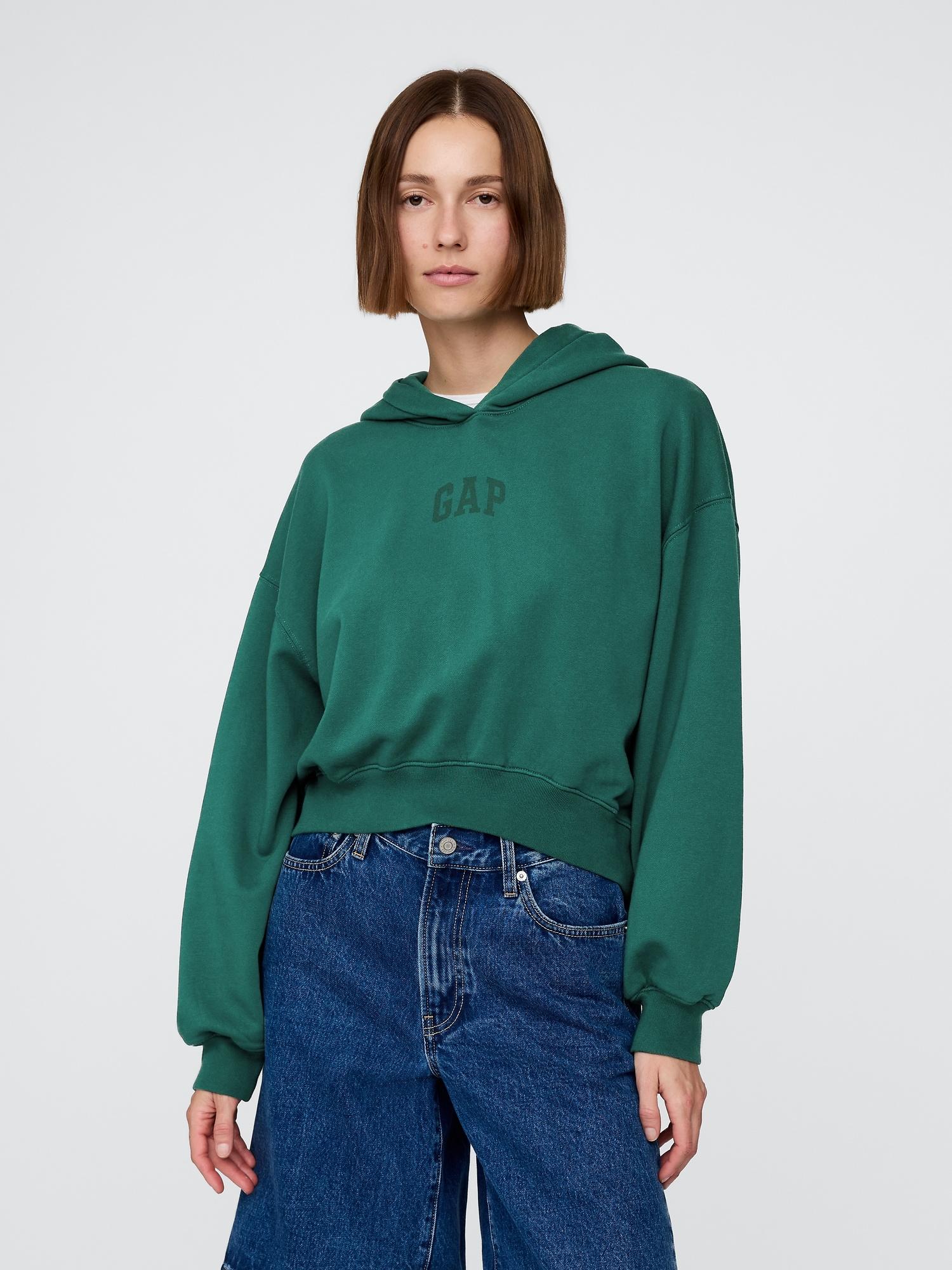 vintagesoft crop logo hoodie
