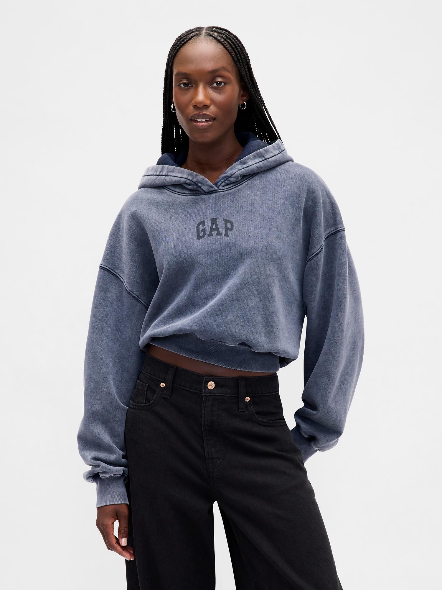 vintagesoft crop logo hoodie