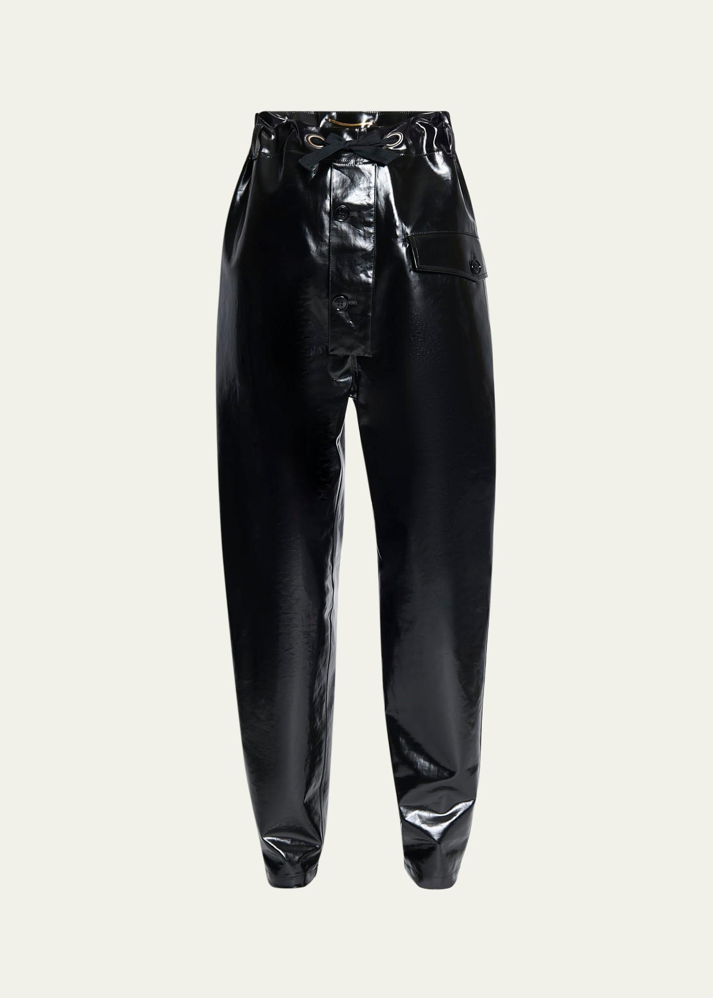 vinyl cinched high waisted drawstring pants
