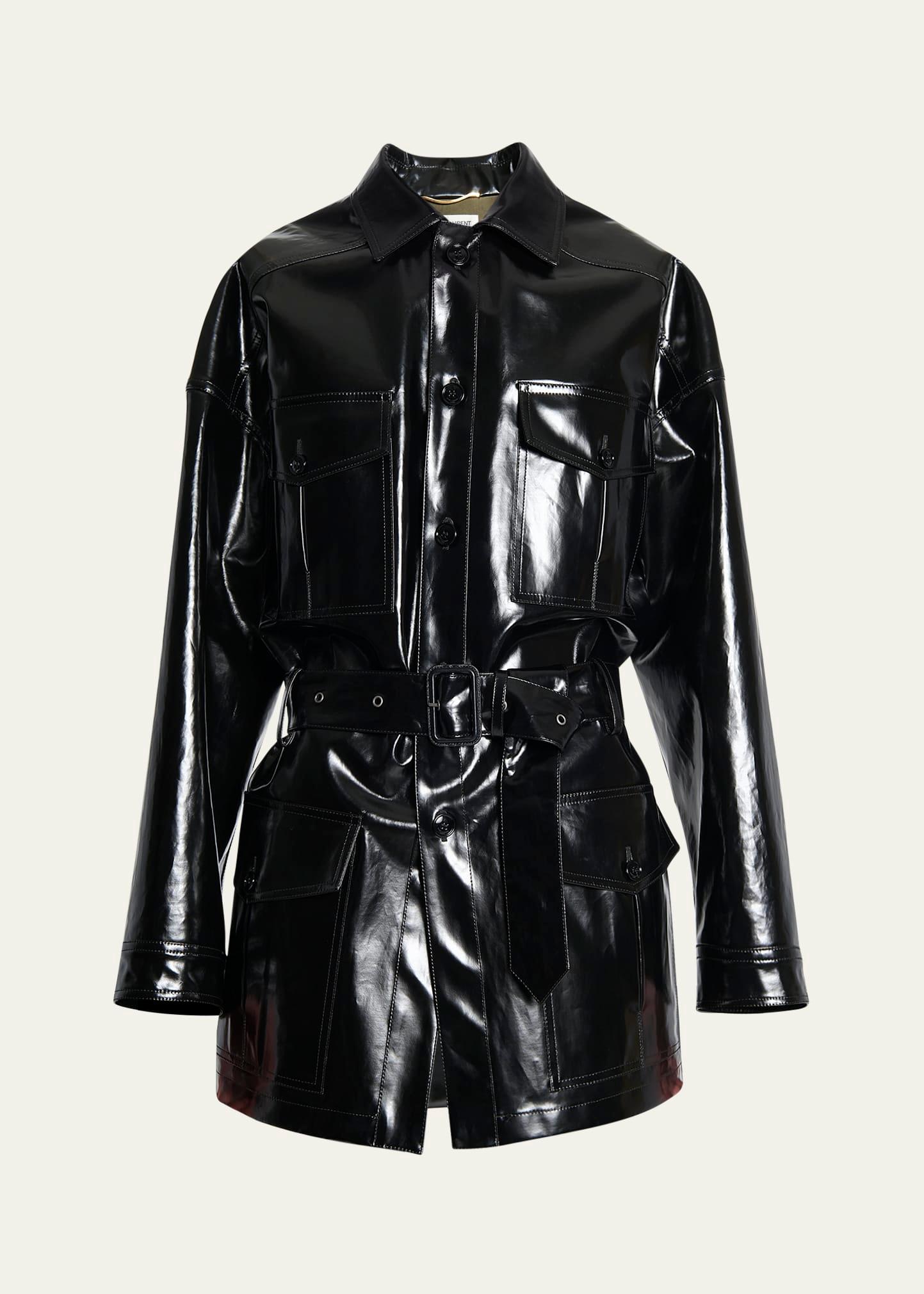 vinyl wrap coat with belt