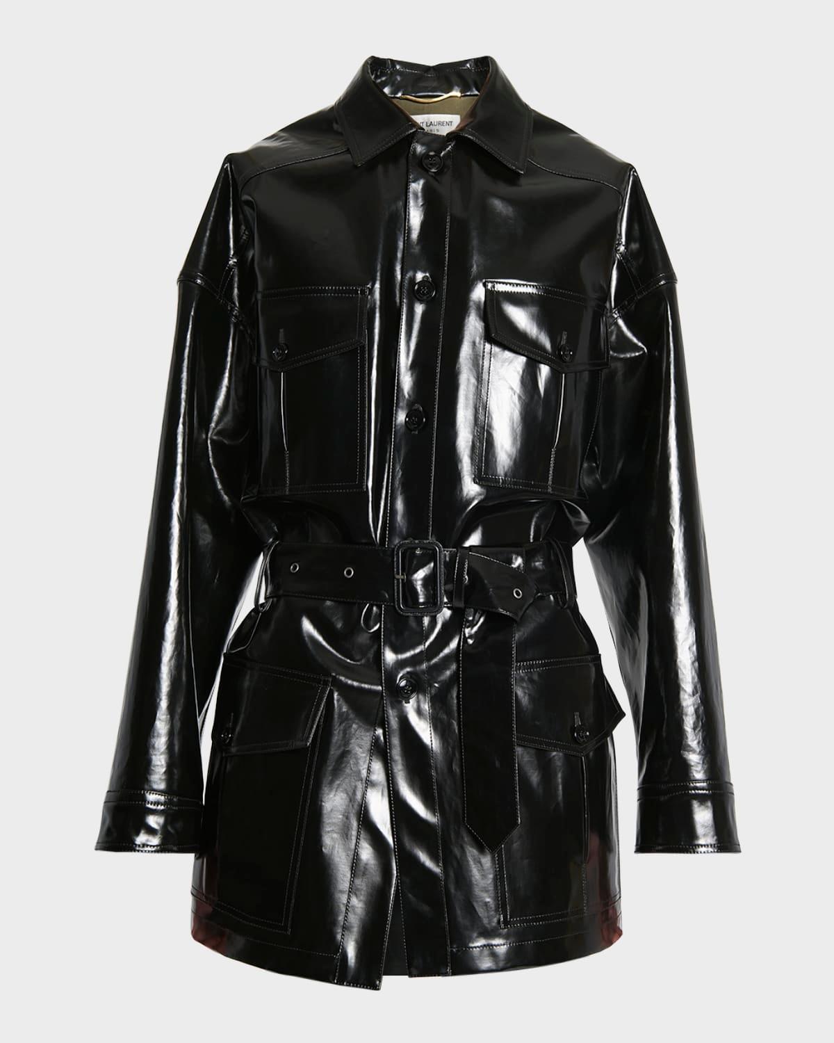 vinyl wrap coat with belt