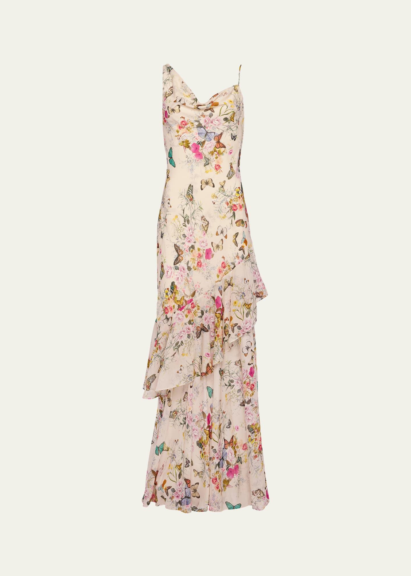 viola asymmetric cowl-neck gown