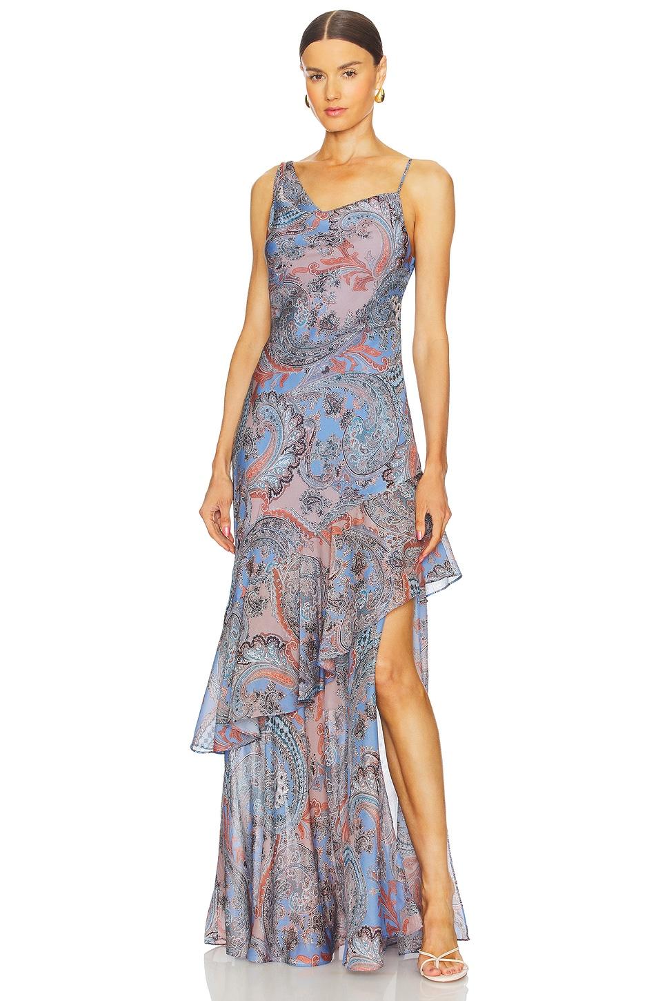 viola asymmetrical cowl neck gown