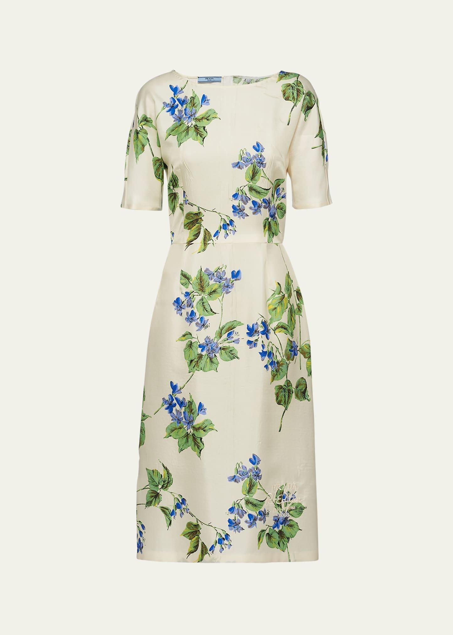 viola floral-print silk short-sleeve midi dress