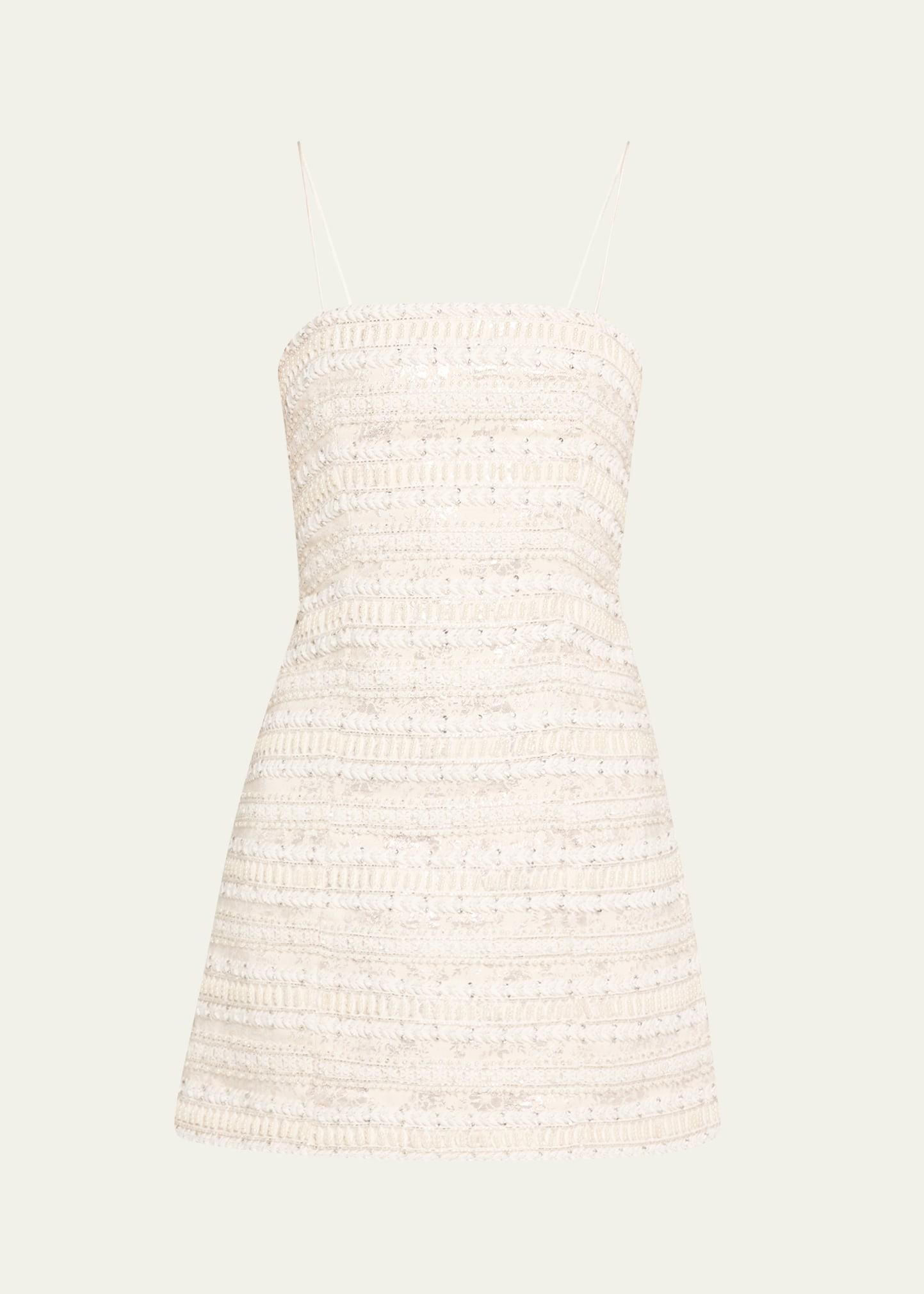 violet embellished spaghetti-strap mini dress