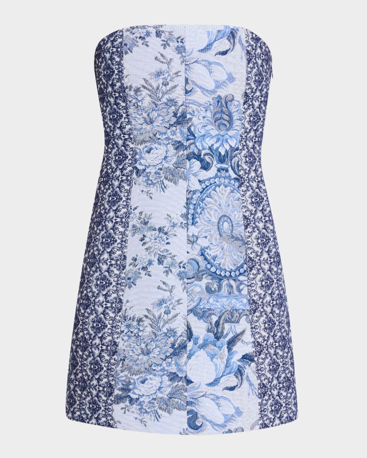violet strapless seamed a-line mini dress
