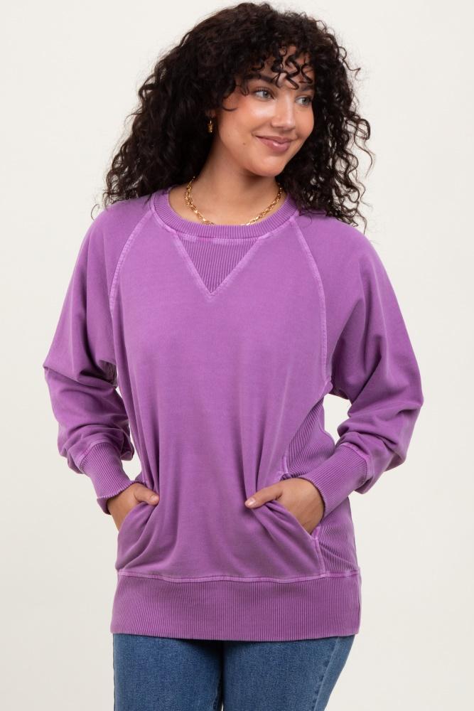 violet vintage wash french terry pullover
