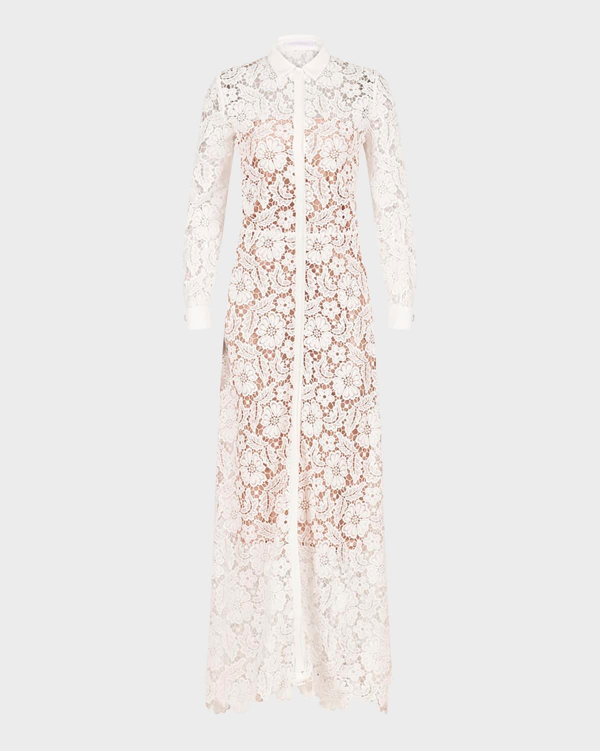 violeta belted lace maxi dress