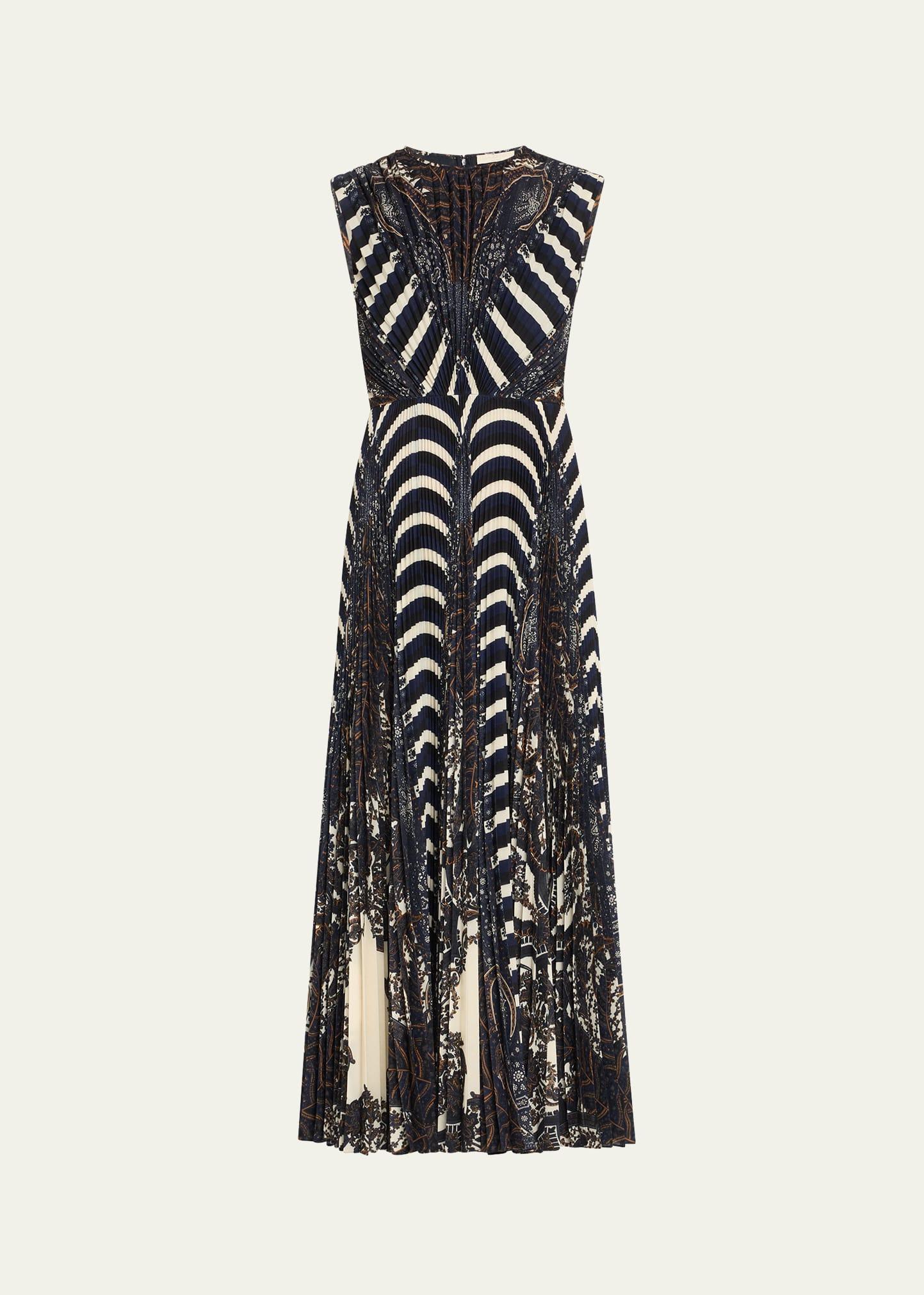 violeta pleated sleeveless midi dress