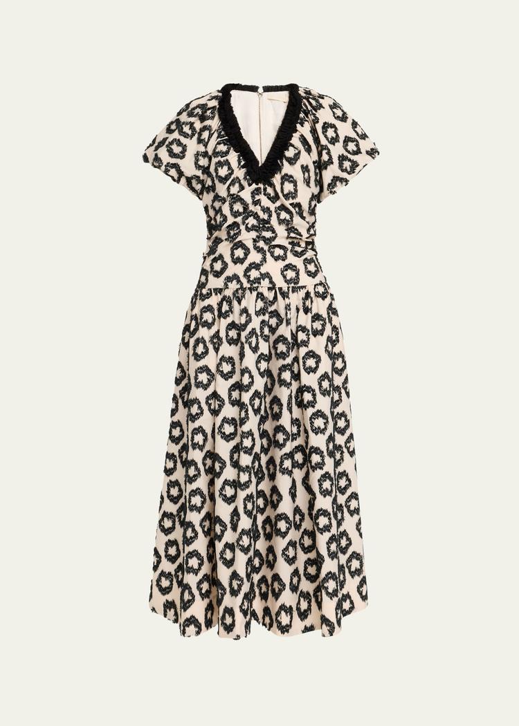 violeta textured short-sleeve maxi dress