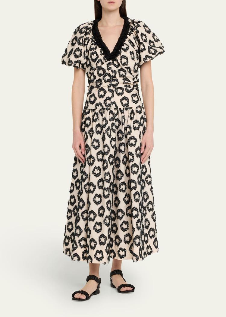 violeta textured short-sleeve maxi dress