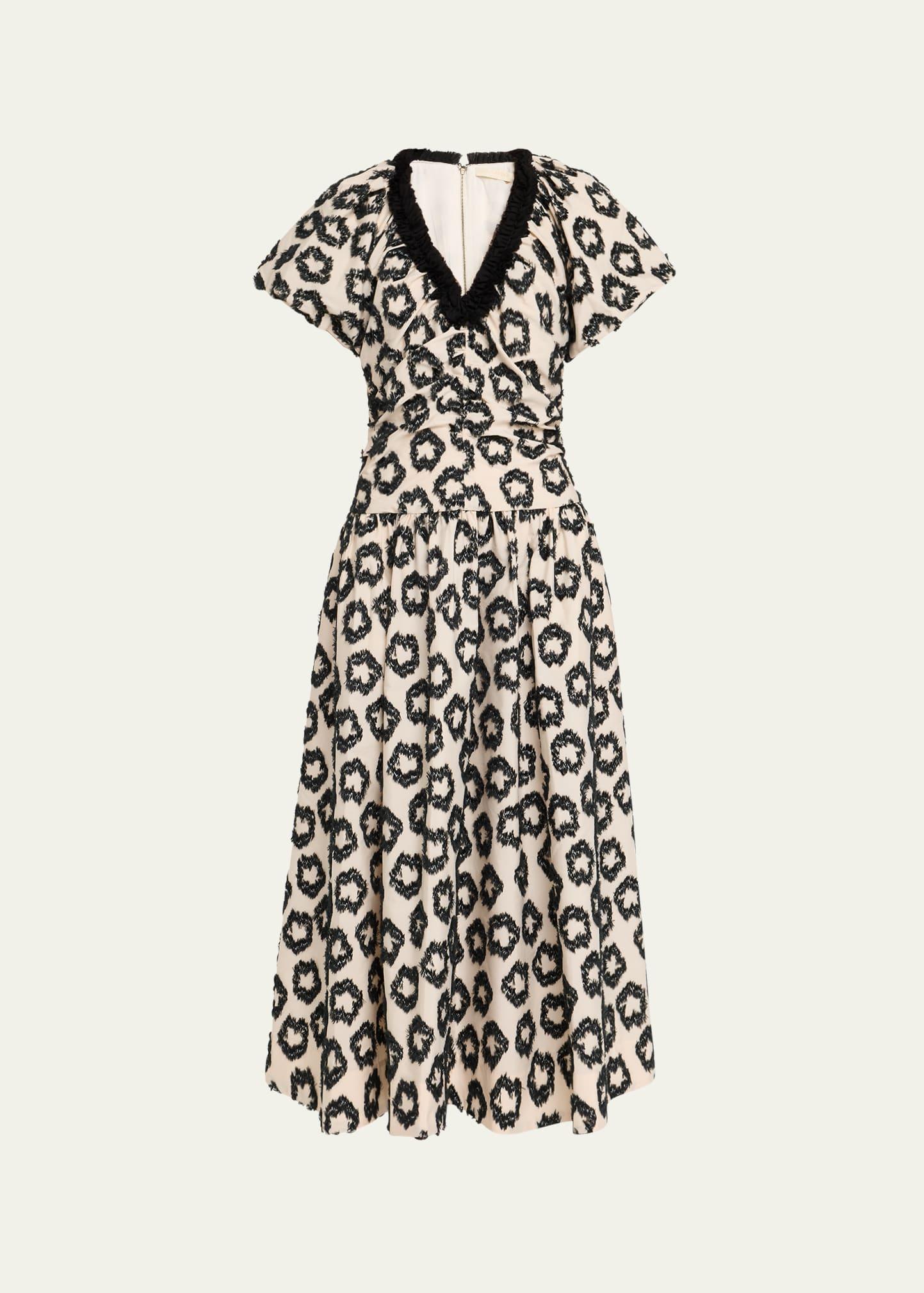 violeta textured short-sleeve maxi dress