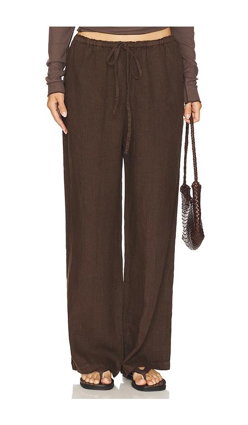 vir vita delphine linen pant in chocolate.