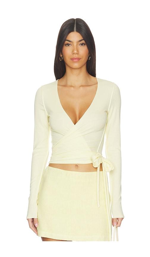 vir vita margot wrap top in yellow.