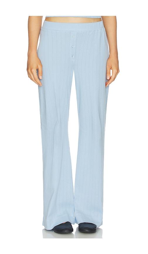vir vita pointelle lounge pant in baby blue.