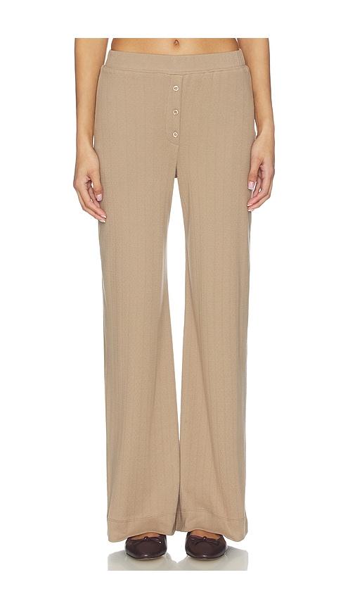 vir vita pointelle lounge pant in brown.