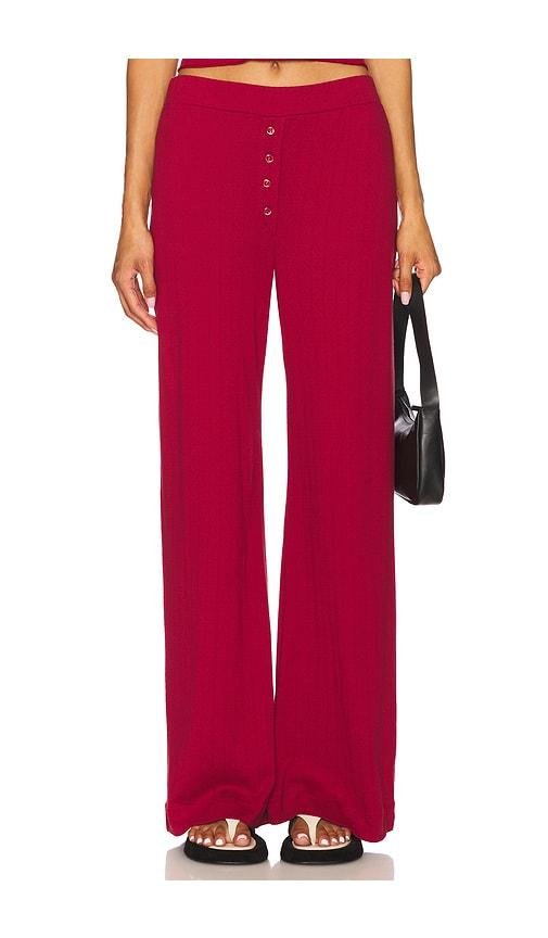 vir vita pointelle lounge pant in red.