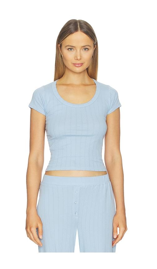 vir vita pointelle scoop tee in baby blue.